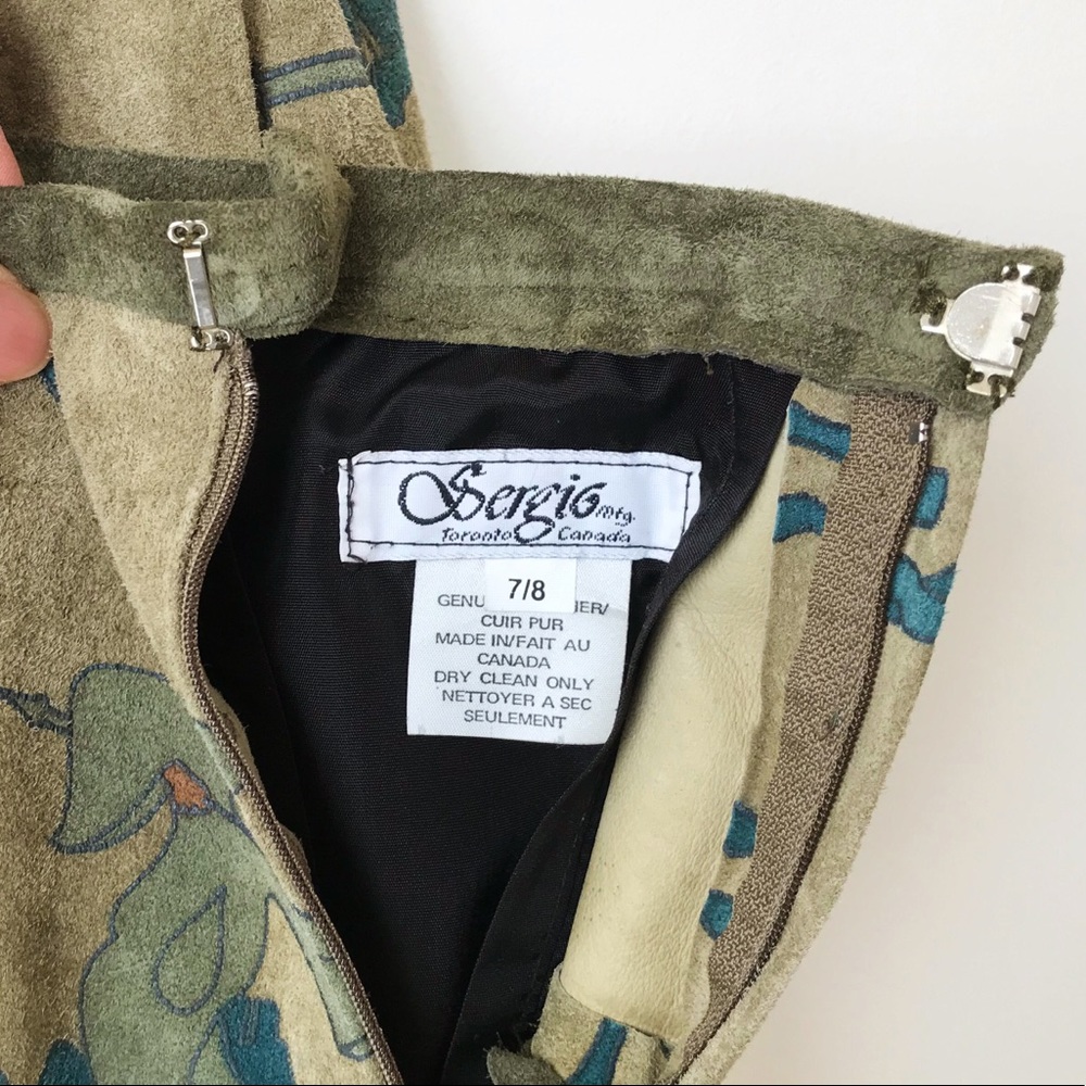 Olive suede 2piece crop jacket & skirt set - Picture 12 of 16
